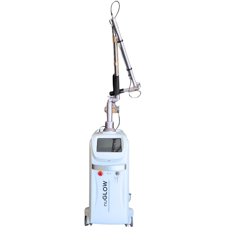 nuGLOW picosecond Nd:YAG laser device — front three-quarter view, 45 degrees